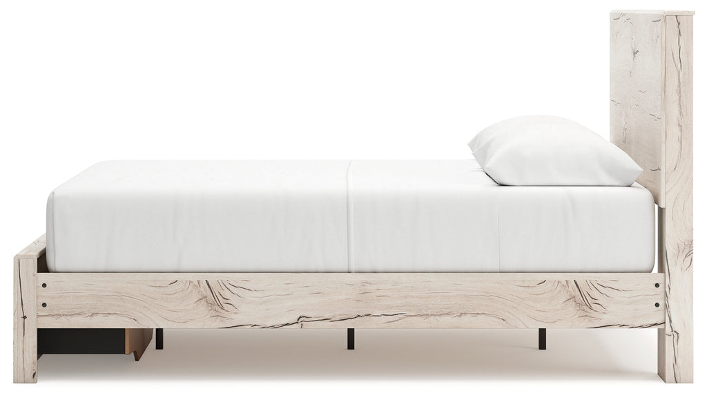 Lawroy Light Natural Queen Panel Bed with Storage Footboard