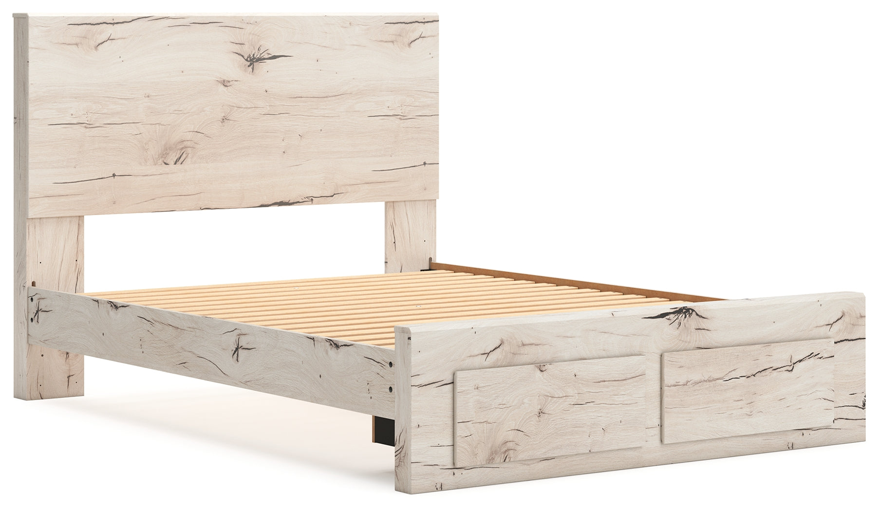 Lawroy Light Natural Queen Panel Bed with Storage Footboard