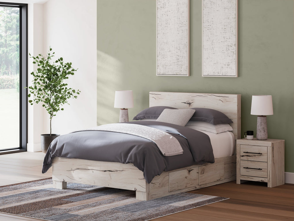 Lawroy Light Natural Queen Panel Bed with Storage