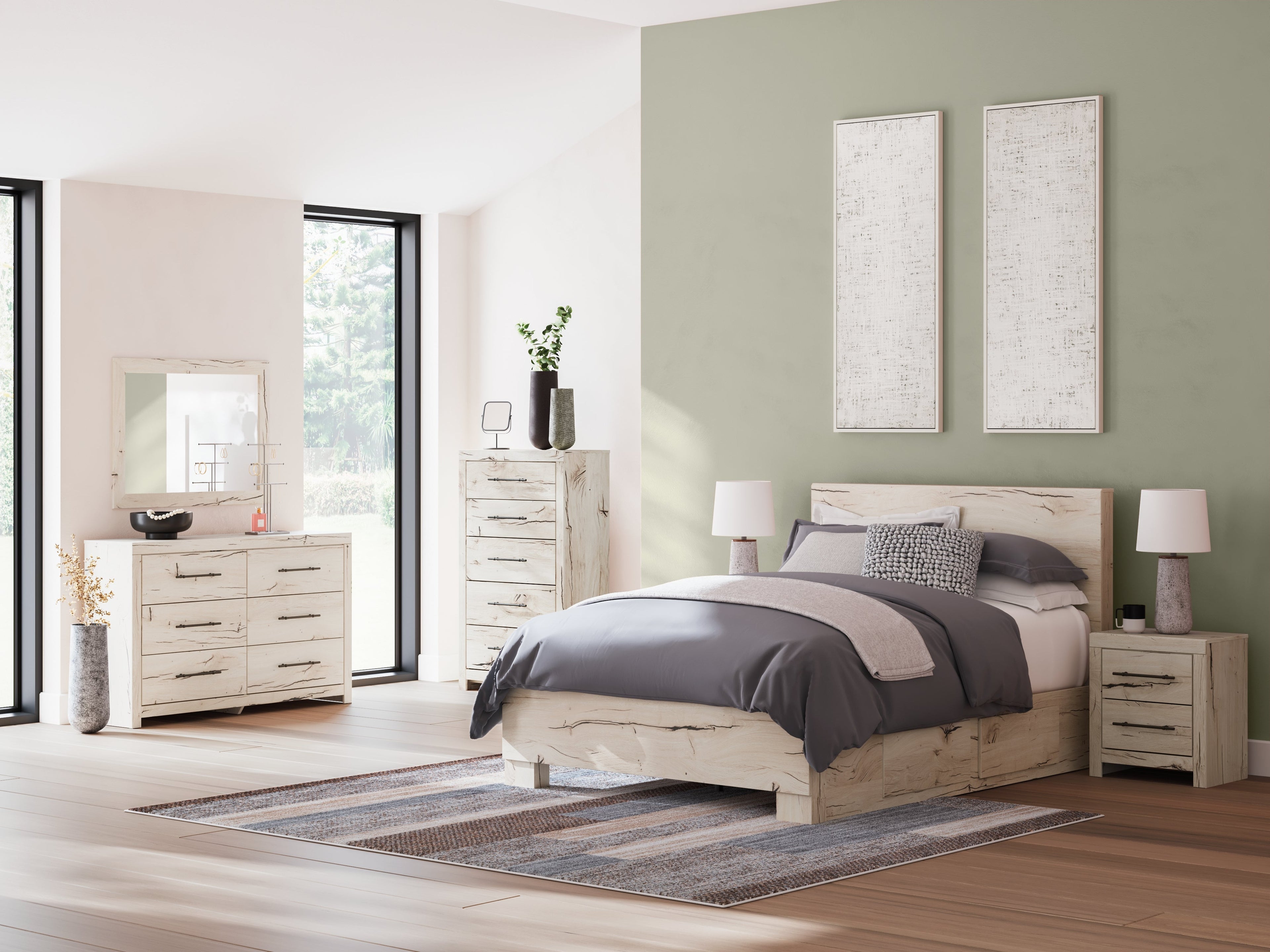 Lawroy Light Natural Queen Panel Bed with Storage
