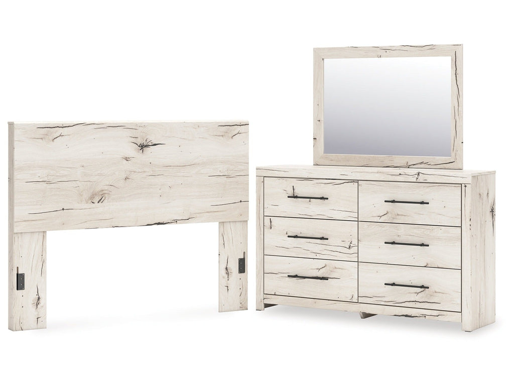 Lawroy Light Natural Queen Panel Headboard & Dresser & Mirror