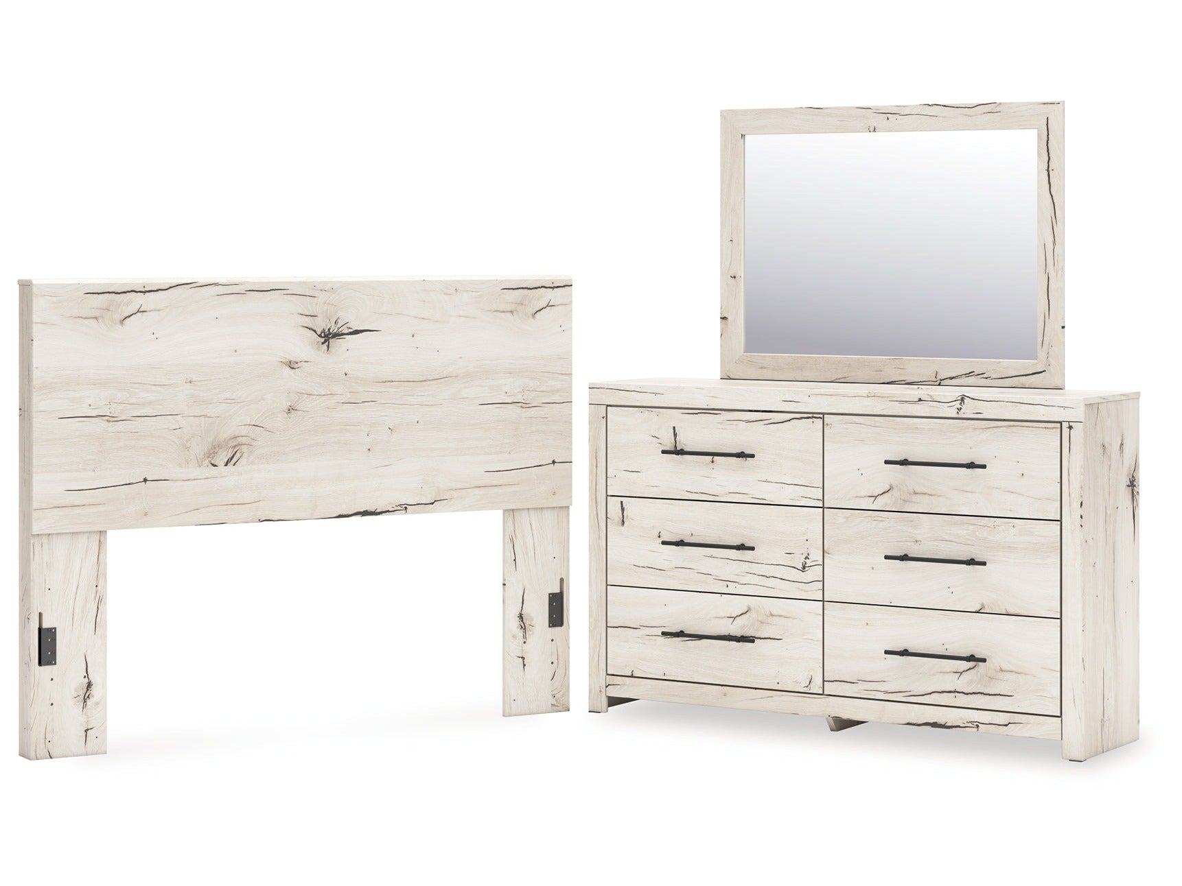 Lawroy Light Natural Queen Panel Headboard & Dresser & Mirror