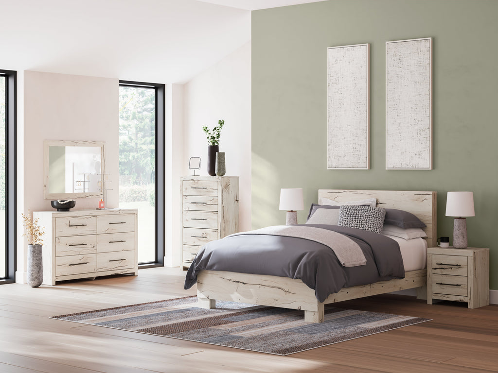 Lawroy Light Natural Queen Panel Headboard & Dresser & Mirror