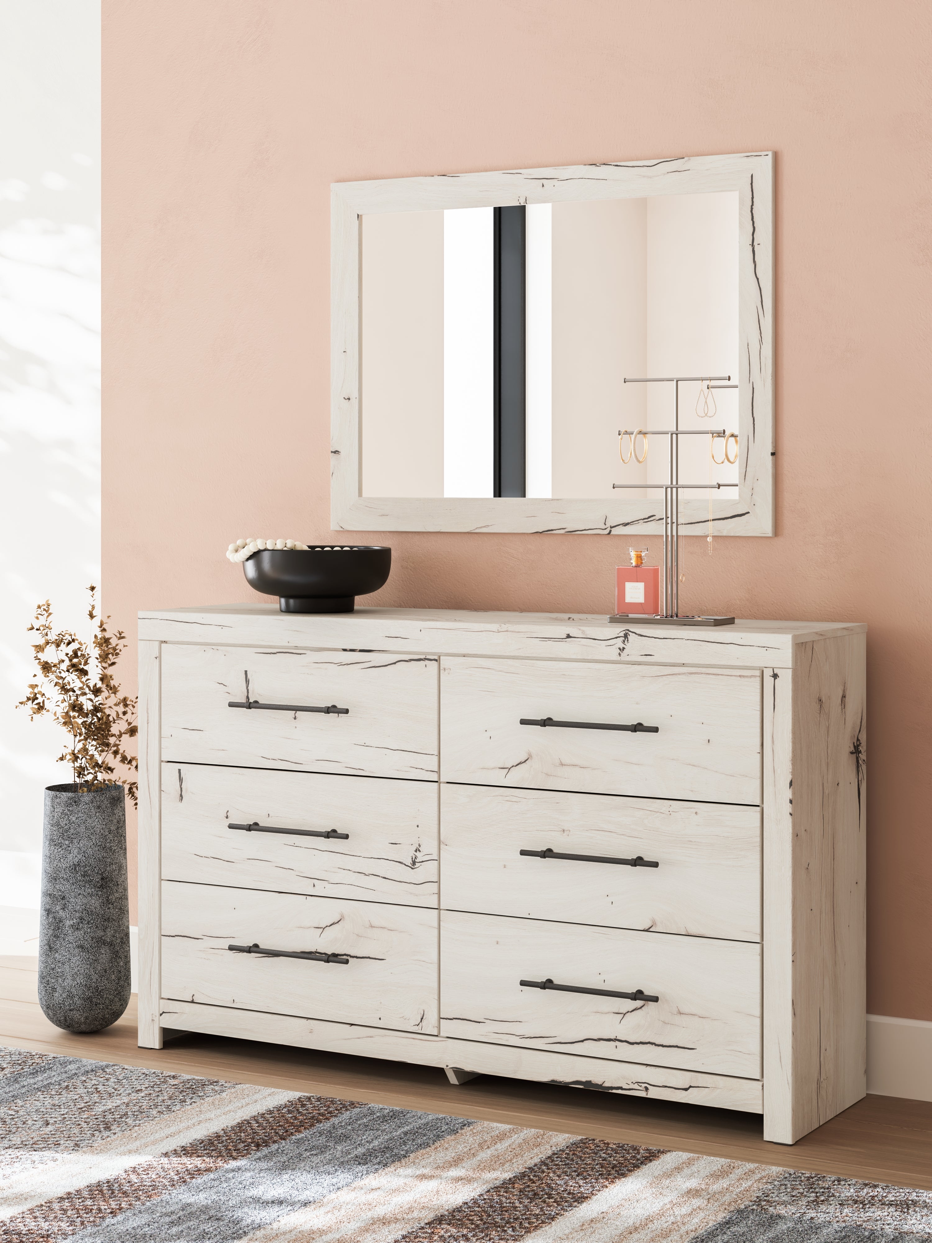 Lawroy Light Natural Queen Panel Headboard & Dresser & Mirror