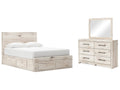 Lawroy Light Natural Queen Panel Storage Bed & Dresser & Mirror