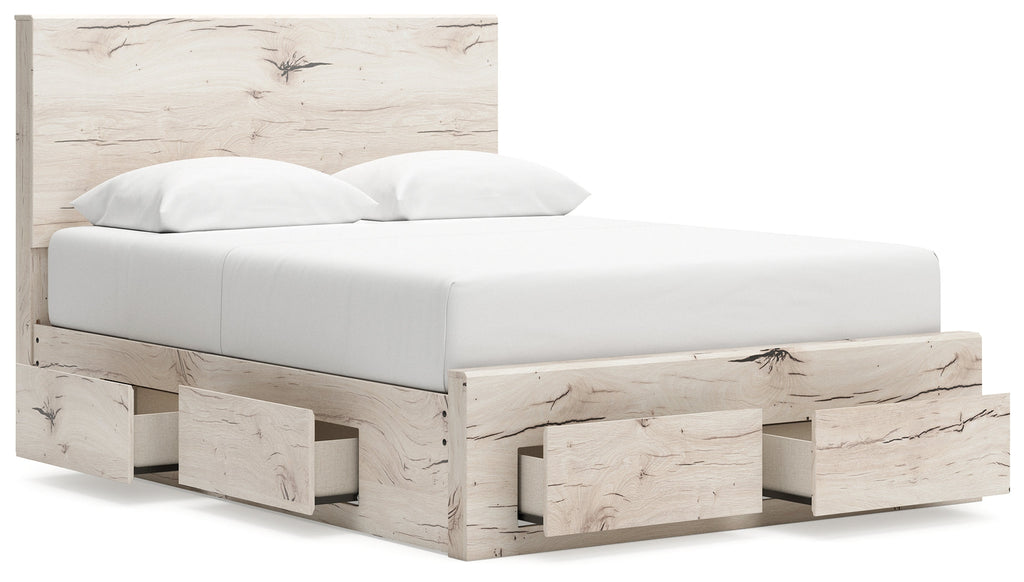 Lawroy Light Natural Queen Panel Storage Bed & Dresser & Mirror