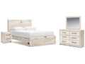 Lawroy Light Natural Queen Storage Bed & Dresser & Mirror & Nightstand