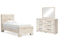 Lawroy Light Natural Twin Panel Bed & Dresser & Mirror