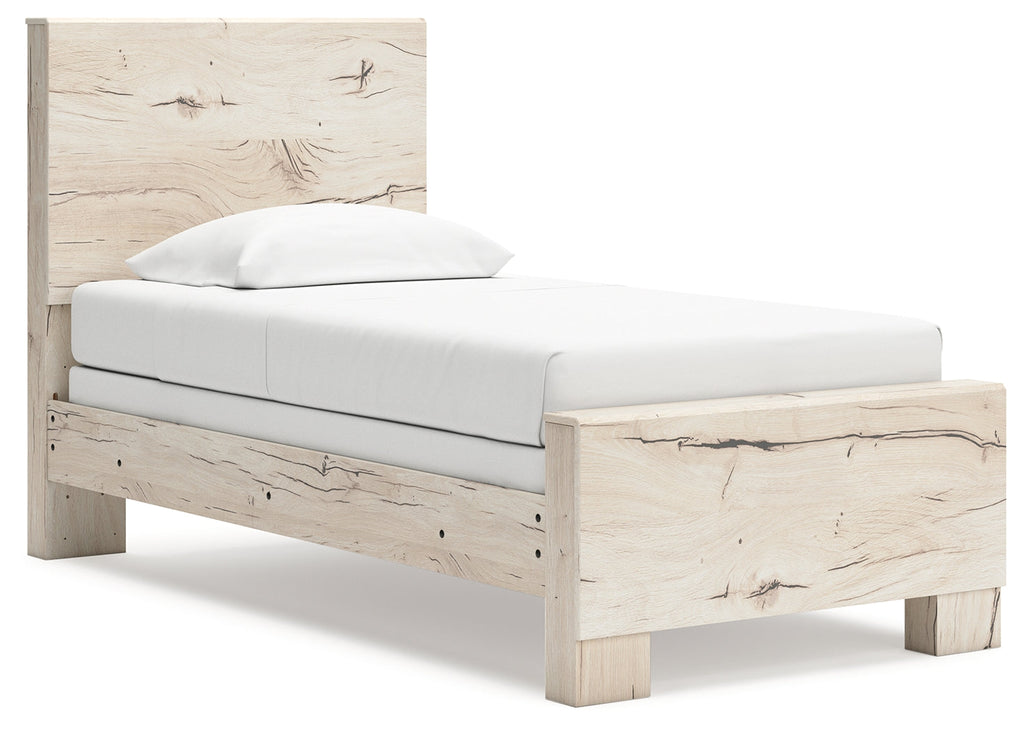Lawroy Light Natural Twin Panel Bed & Dresser & Mirror