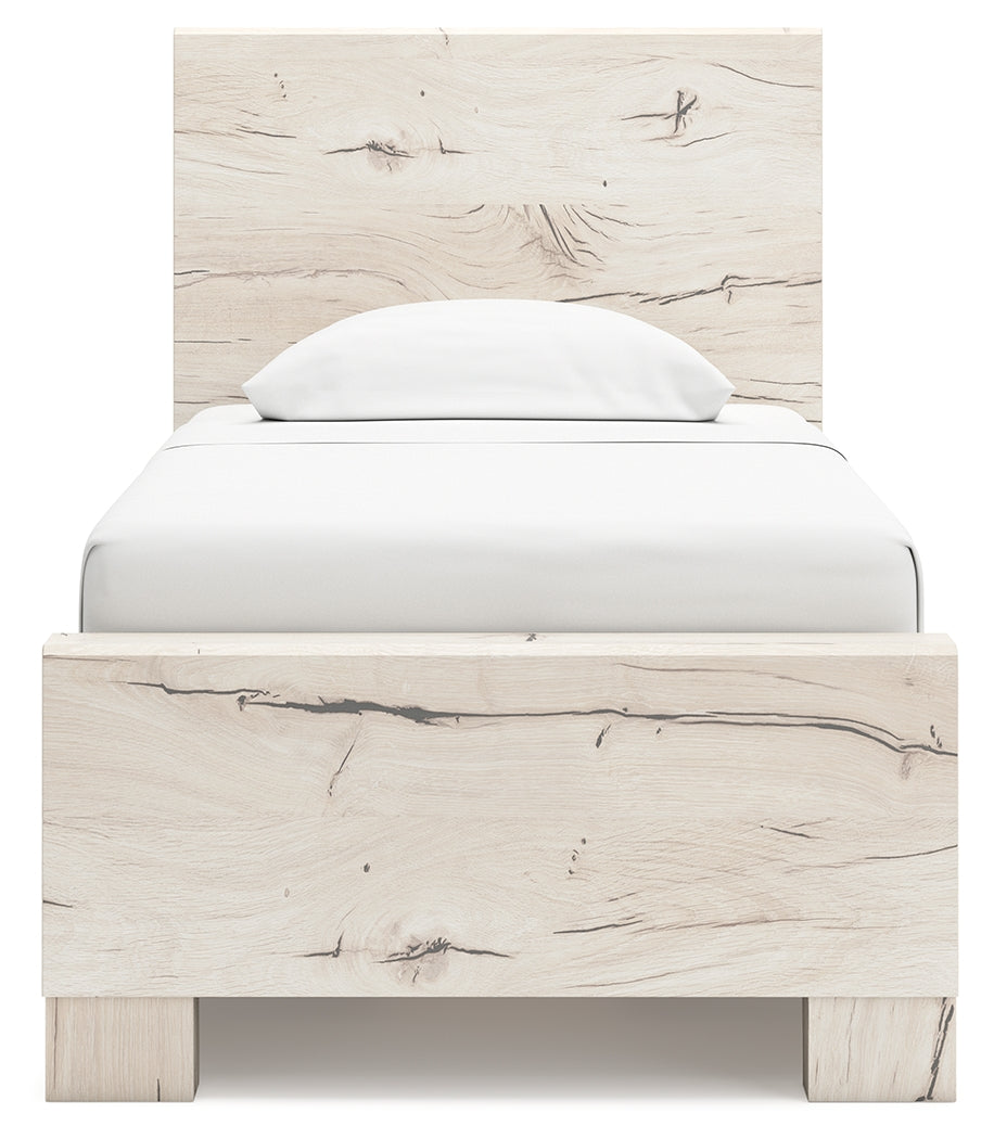 Lawroy Light Natural Twin Panel Bed w/Storage & Dresser & Mirror