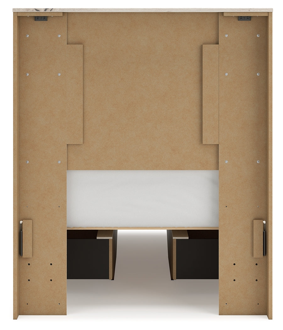 Lawroy Light Natural Twin Panel Bed with Storage and Nightstand