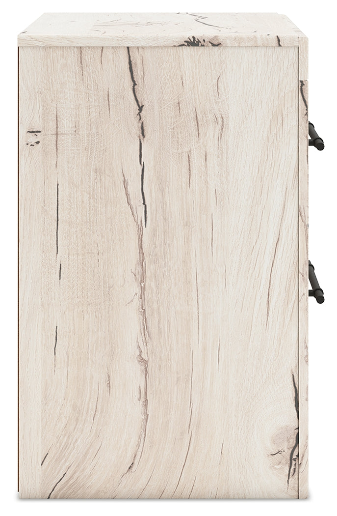 Lawroy Light Natural Twin Panel Bed with Storage and Nightstand