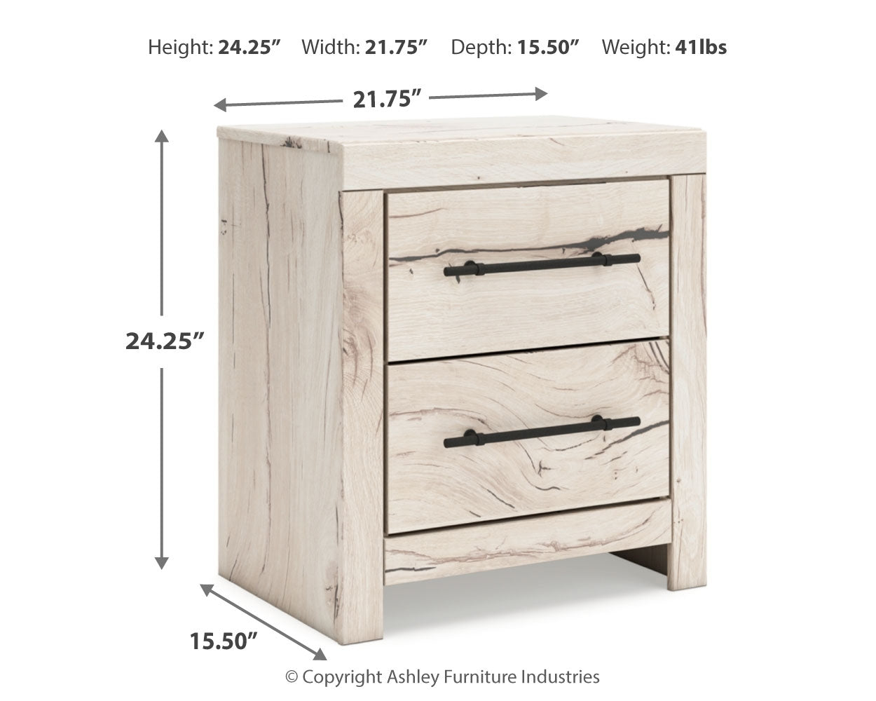 Lawroy Light Natural Twin Panel Bed with Storage and Nightstand