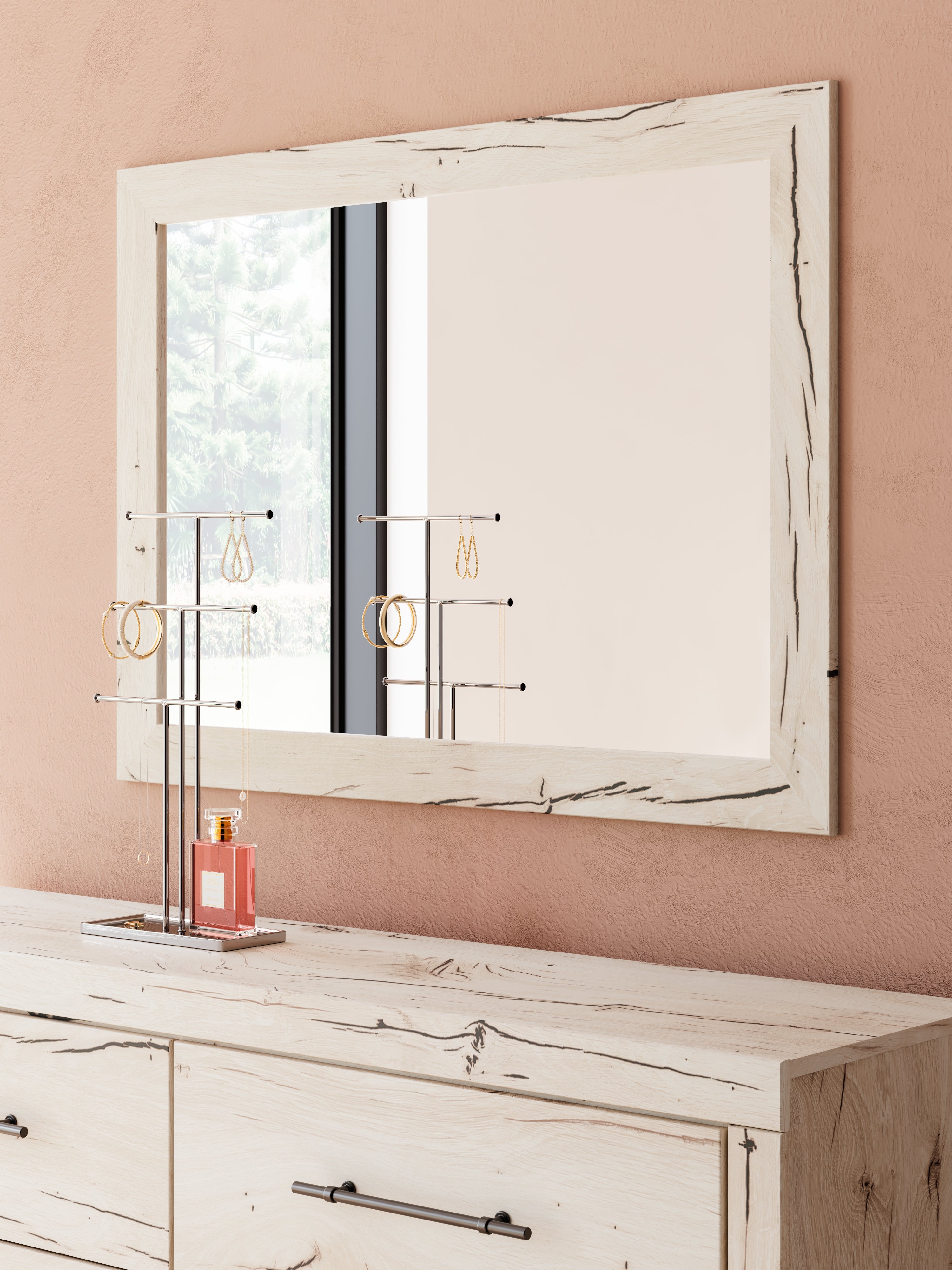Lawroy Light Natural Twin Panel Headboard & Dresser & Mirror