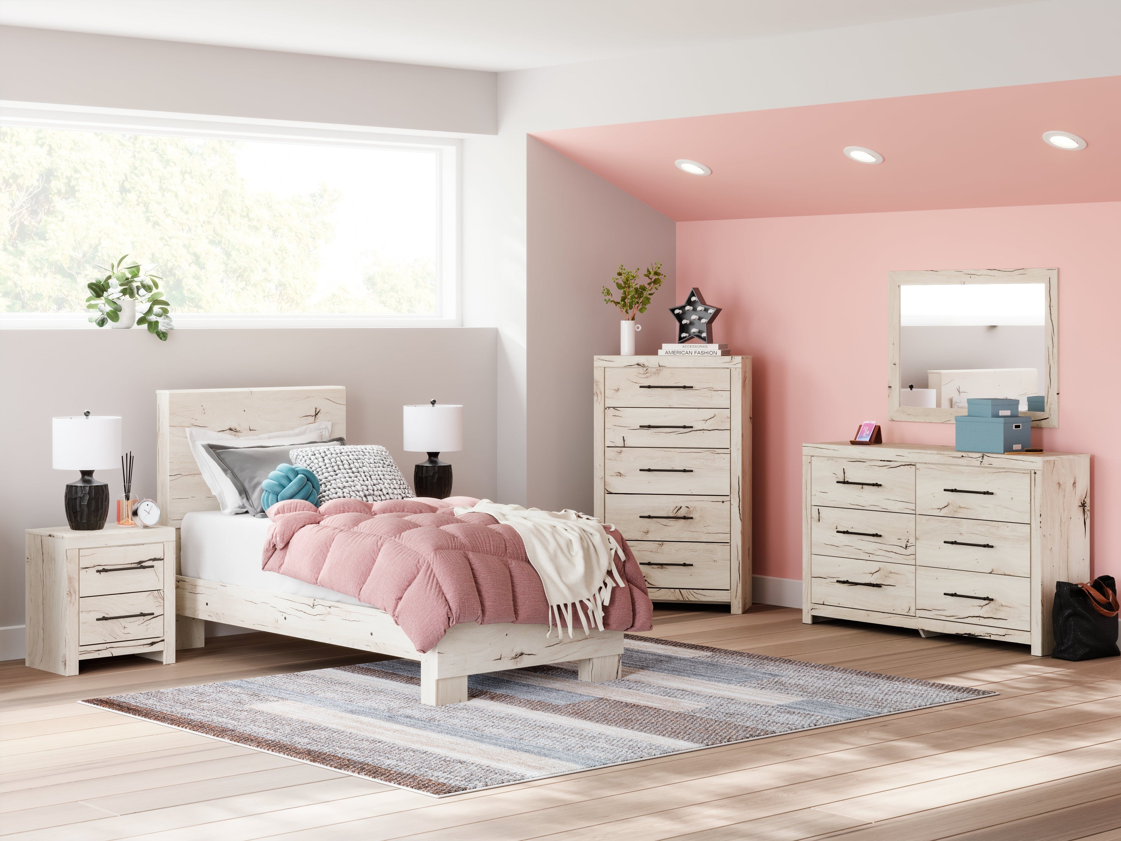 Lawroy Light Natural Twin Panel Youth Bed