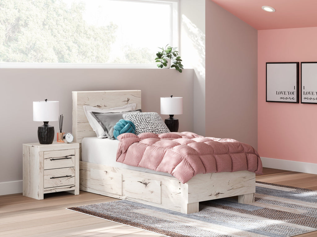 Lawroy Light Natural Twin Panel Youth Bed with Storage