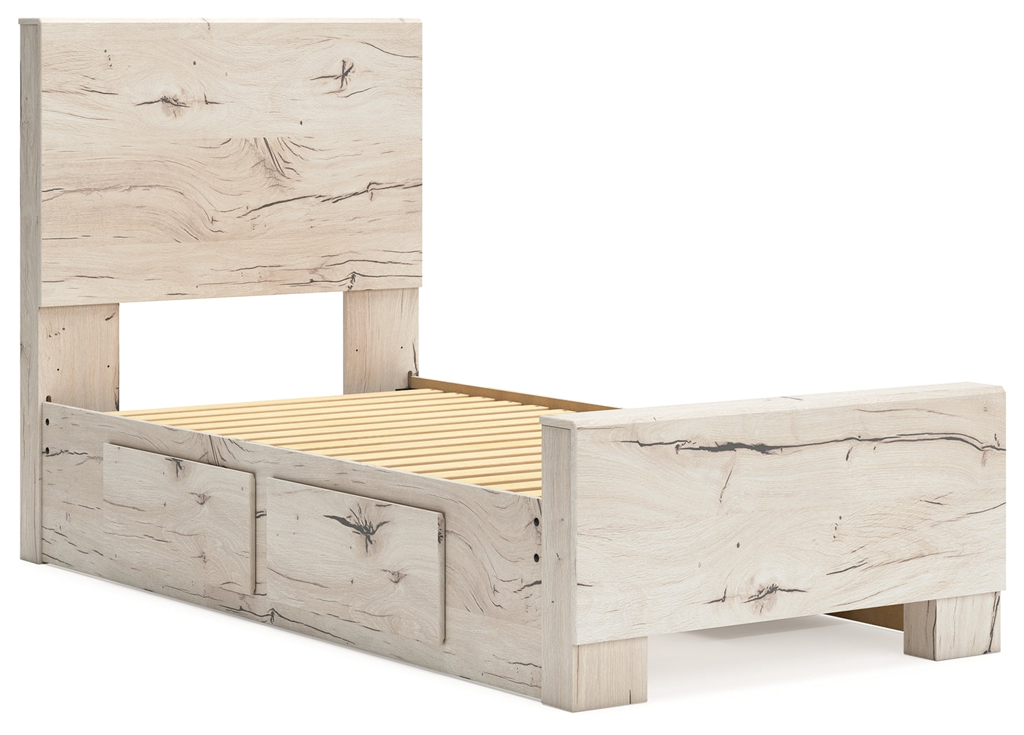 Lawroy Light Natural Twin Panel Youth Bed with Storage