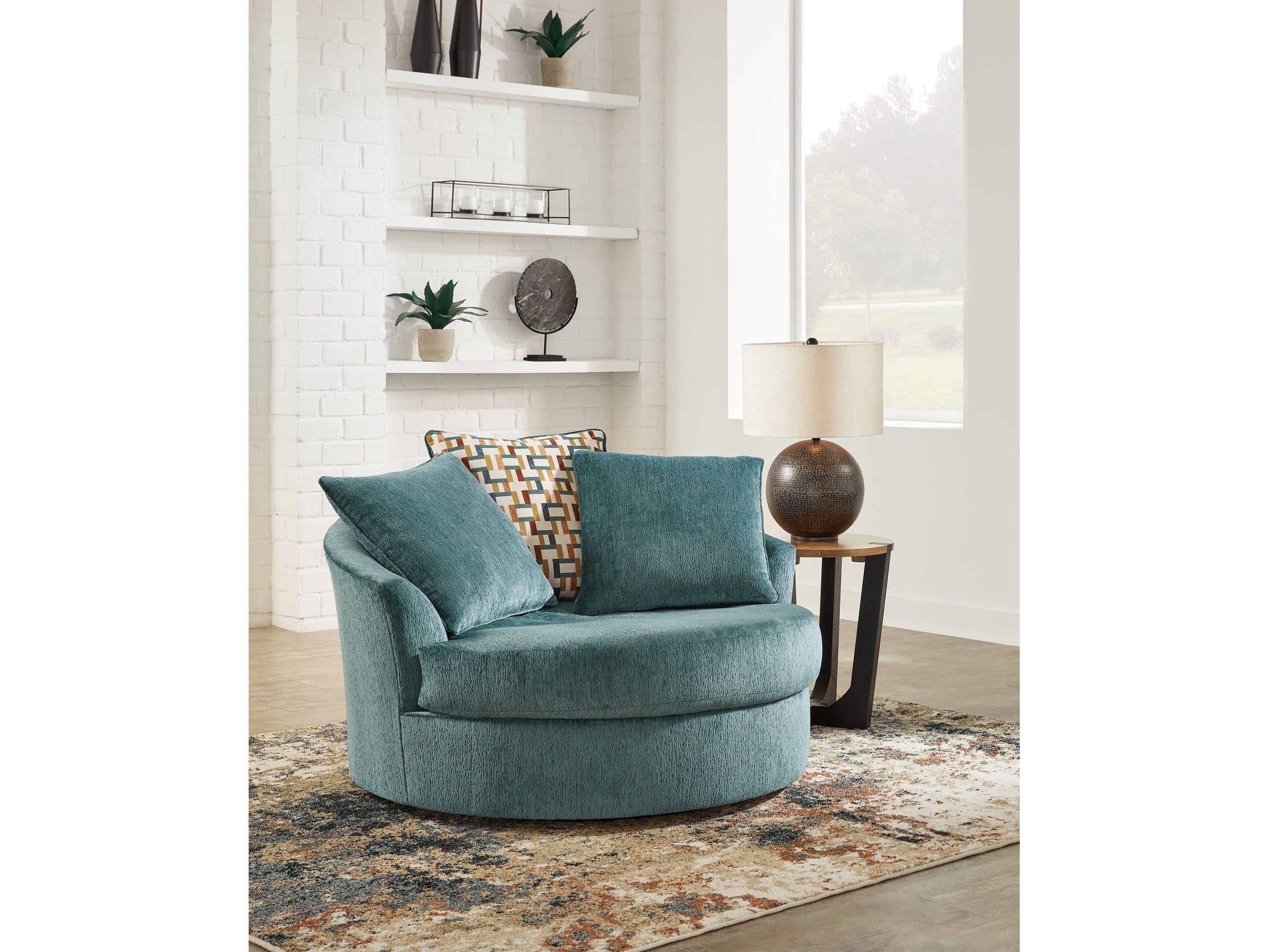 Laylabrook Teal Oversized Swivel Accent Chair