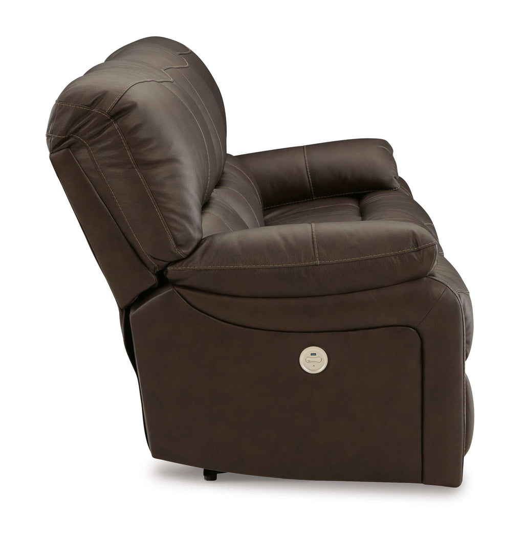 Leesworth Dark Brown Power Reclining Living Room Set / 2pc