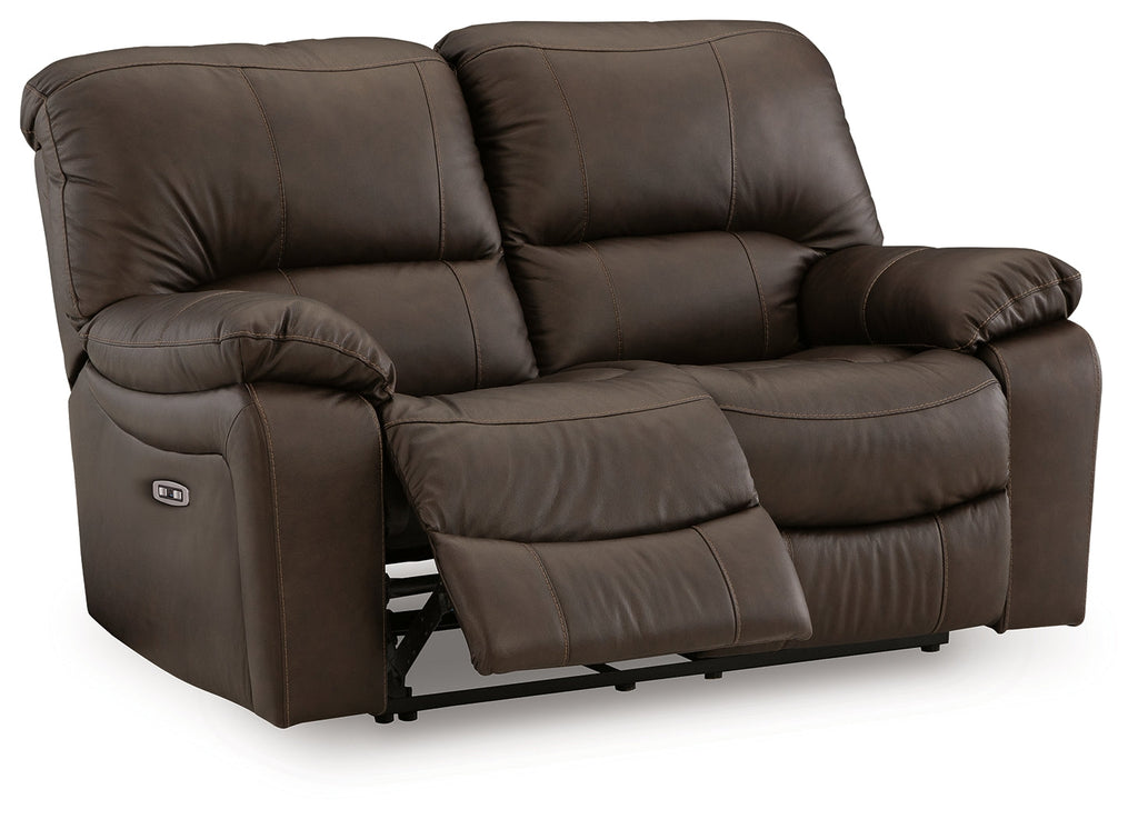 Leesworth Dark Brown Power Reclining Sofa, Loveseat and Recliner