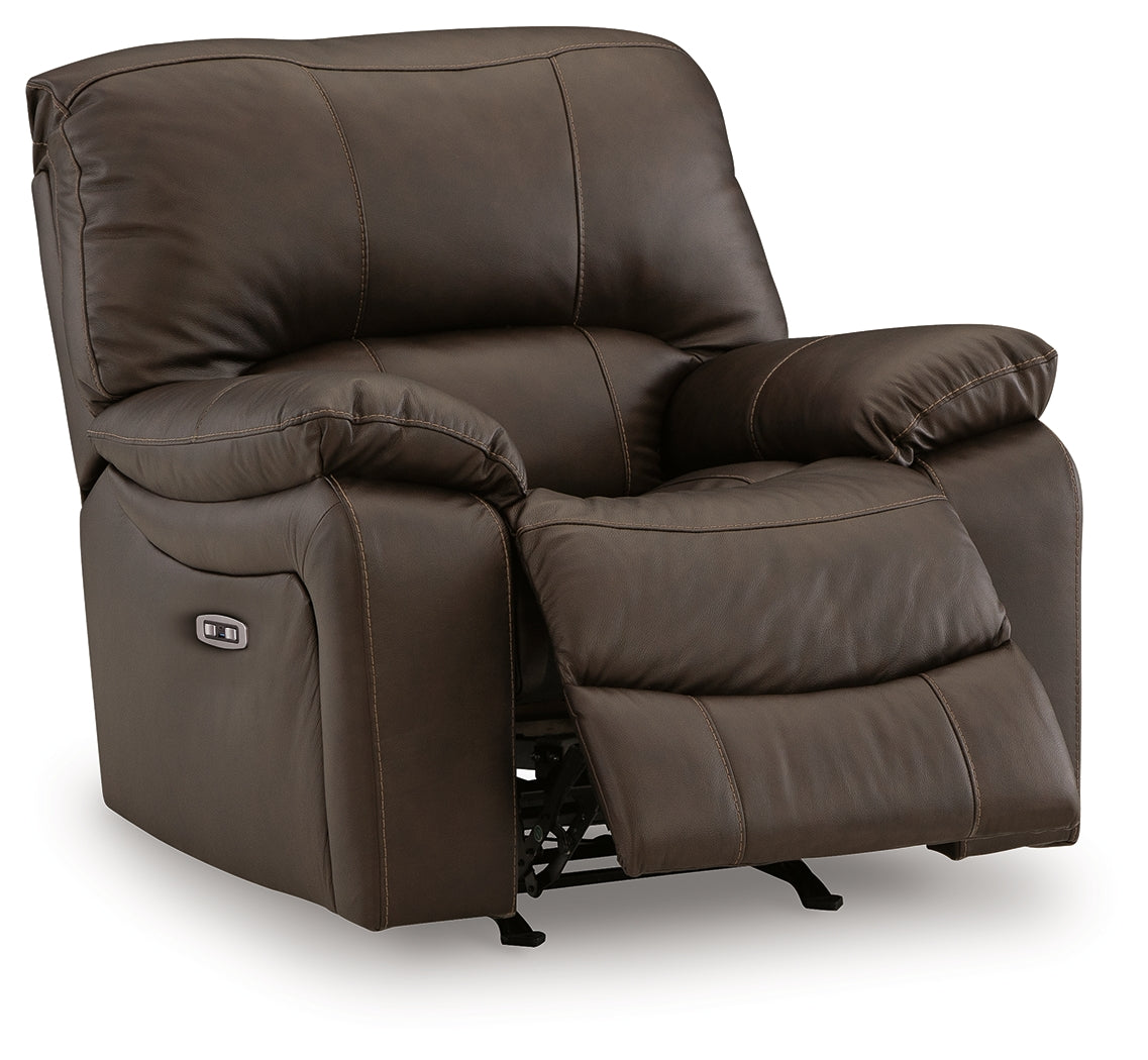 Leesworth Dark Brown Power Reclining Sofa, Loveseat and Recliner