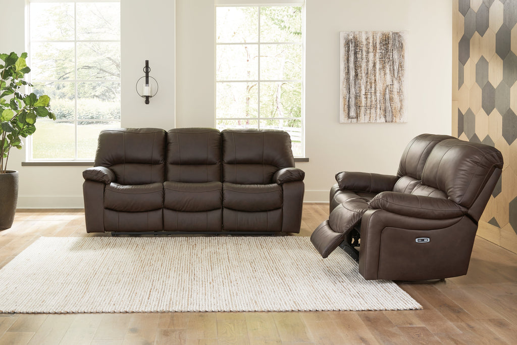 Leesworth Dark Brown Power Reclining Sofa, Loveseat and Recliner