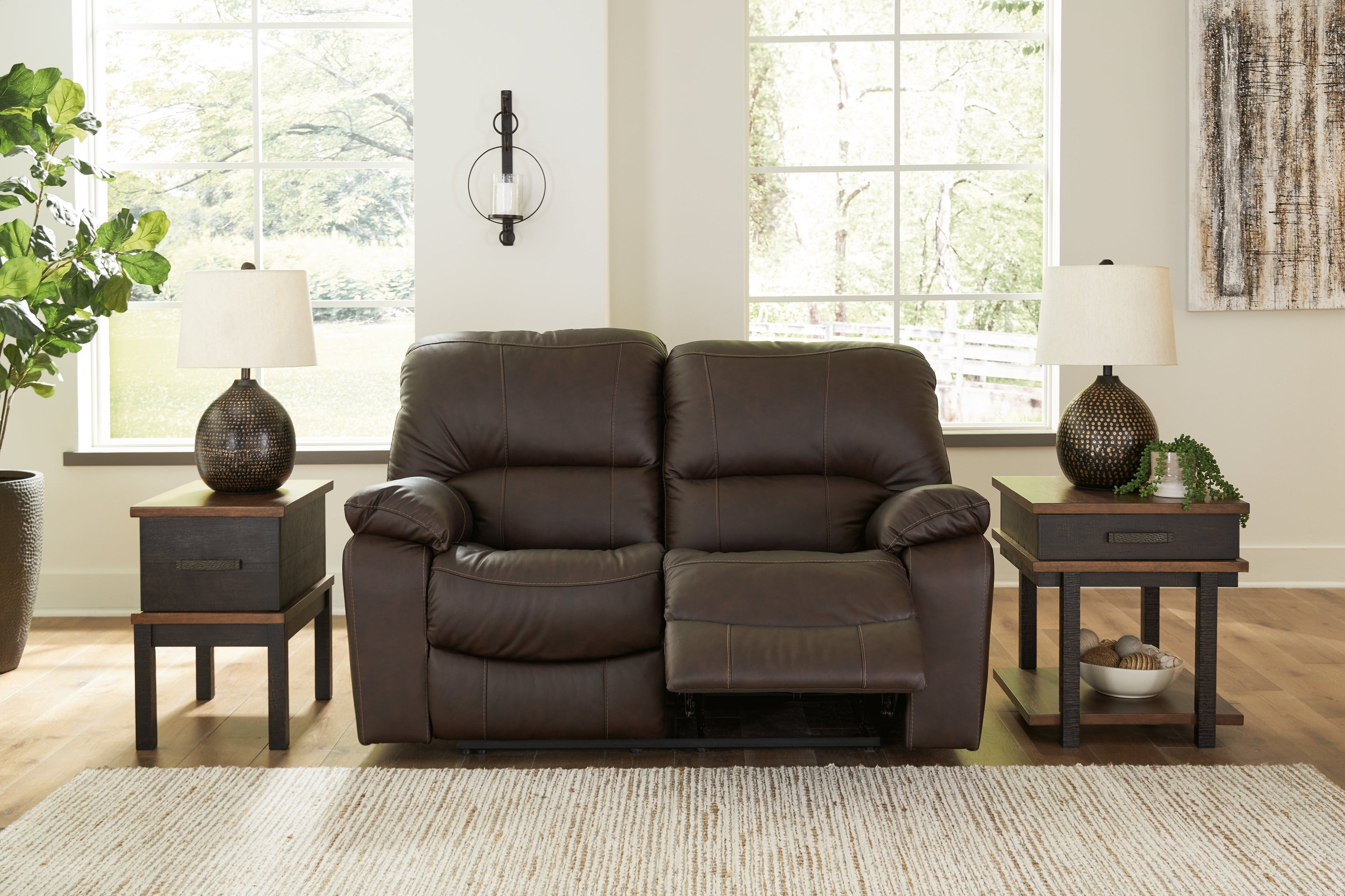 Leesworth Dark Brown Power Reclining Sofa, Loveseat and Recliner