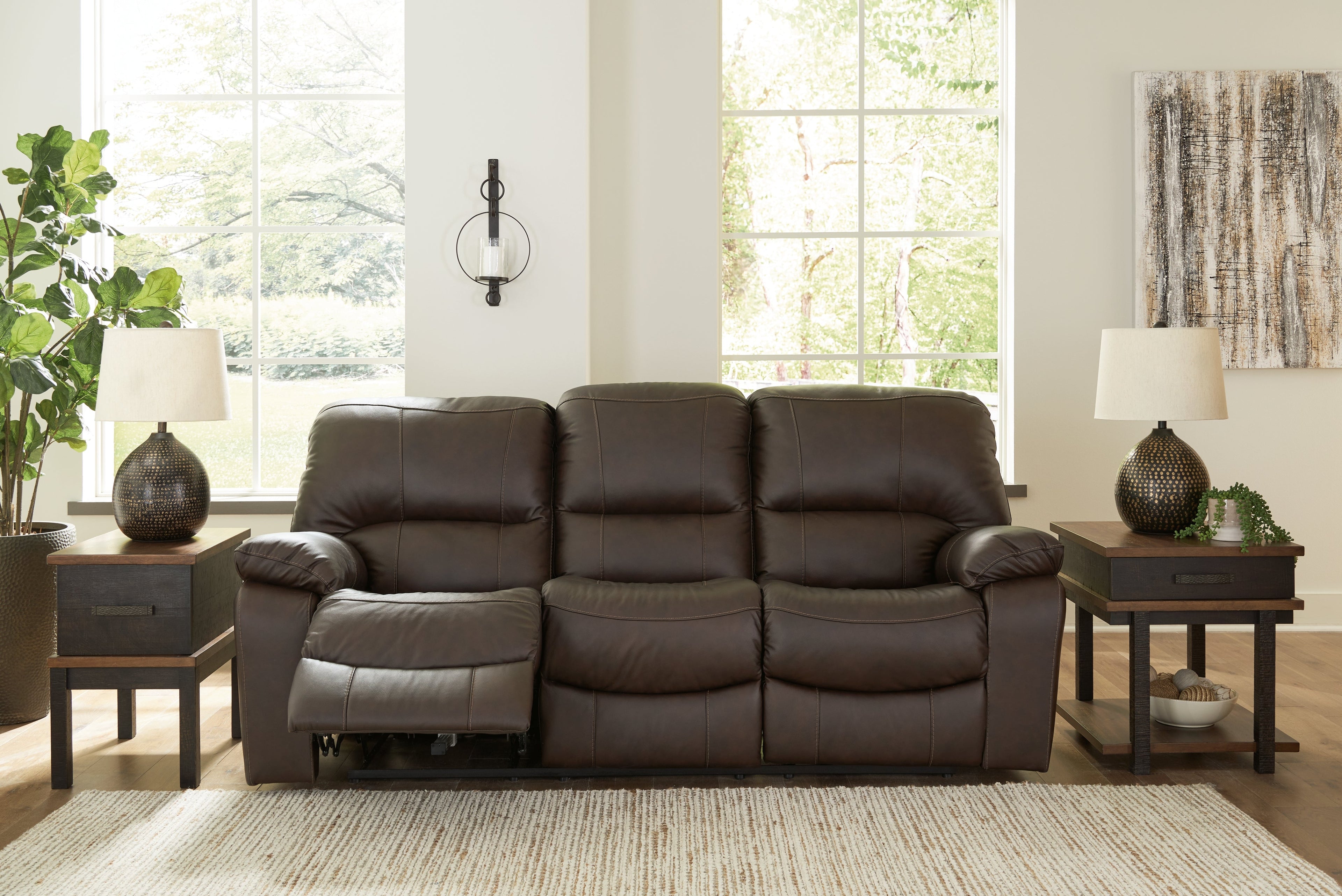 Leesworth Dark Brown Power Reclining Sofa, Loveseat and Recliner