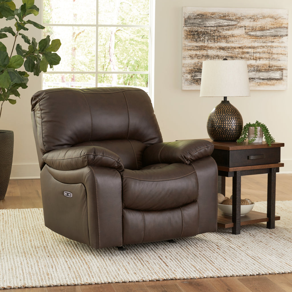 Leesworth Dark Brown Power Reclining Sofa, Loveseat and Recliner
