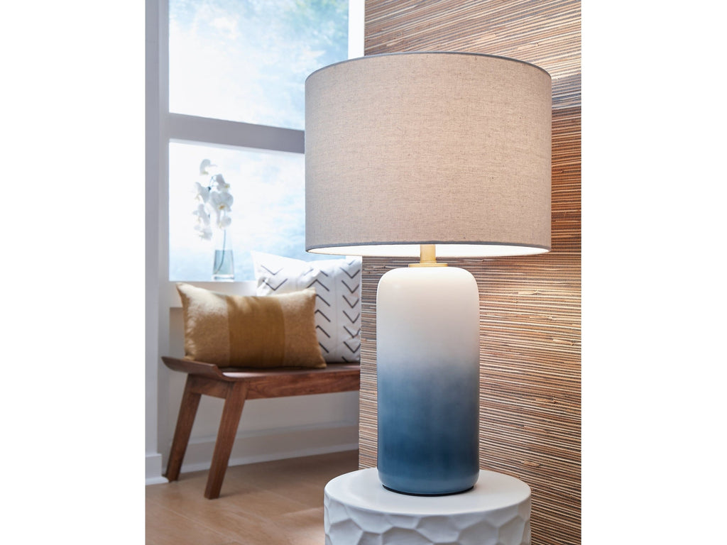 Lemrich White/Teal Table Lamp