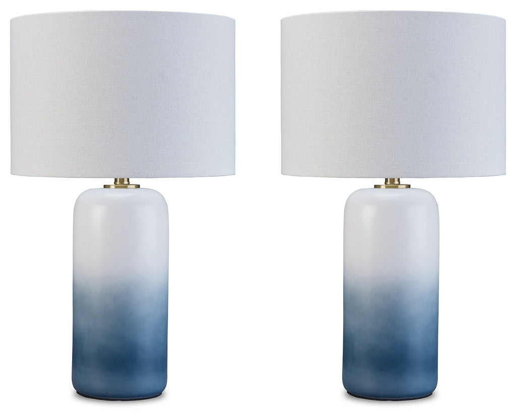 Lemrich White/Teal Table Lamp (Set of 2)
