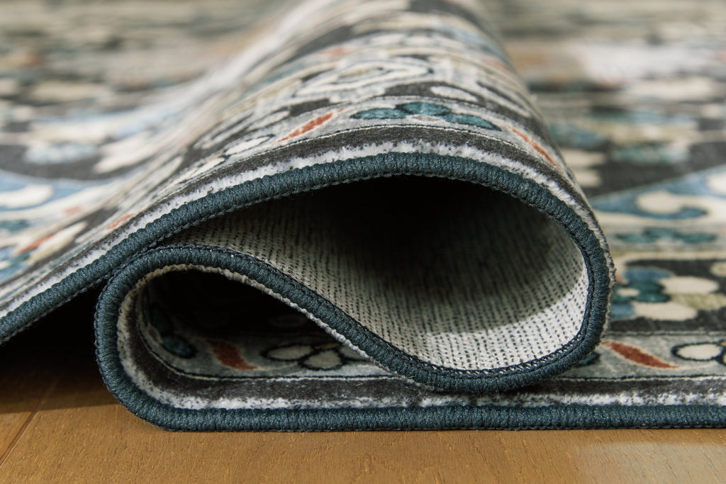 Leningston Black/Cream/Blue 8' x 10' Washable Rug