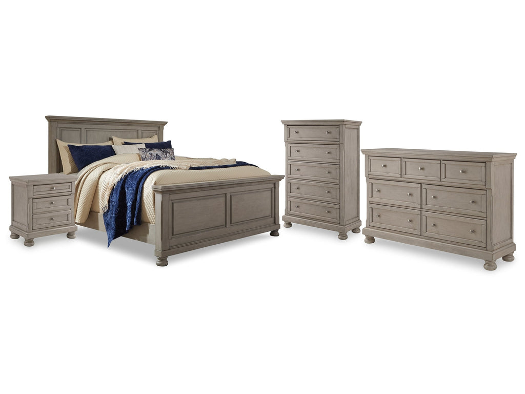 Lettner California King Panel Bedroom Set, Light Gray