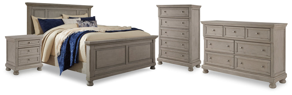 Lettner California King Panel Bedroom Set, Light Gray