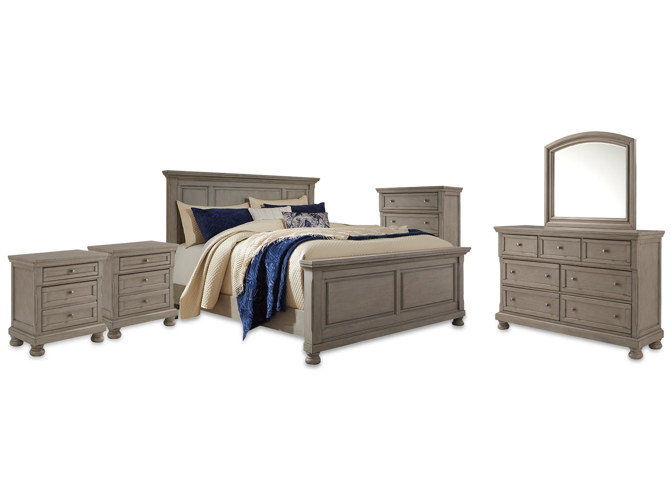 Lettner King Panel Bedroom Set, Light Gray
