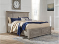 Lettner Light Gray King Panel Storage Bed