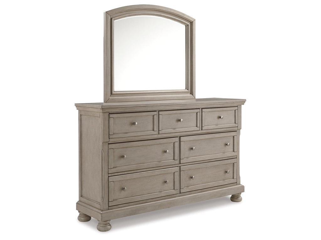 Lettner Light Gray Queen Panel Bedroom Set with Dresser and Mirror