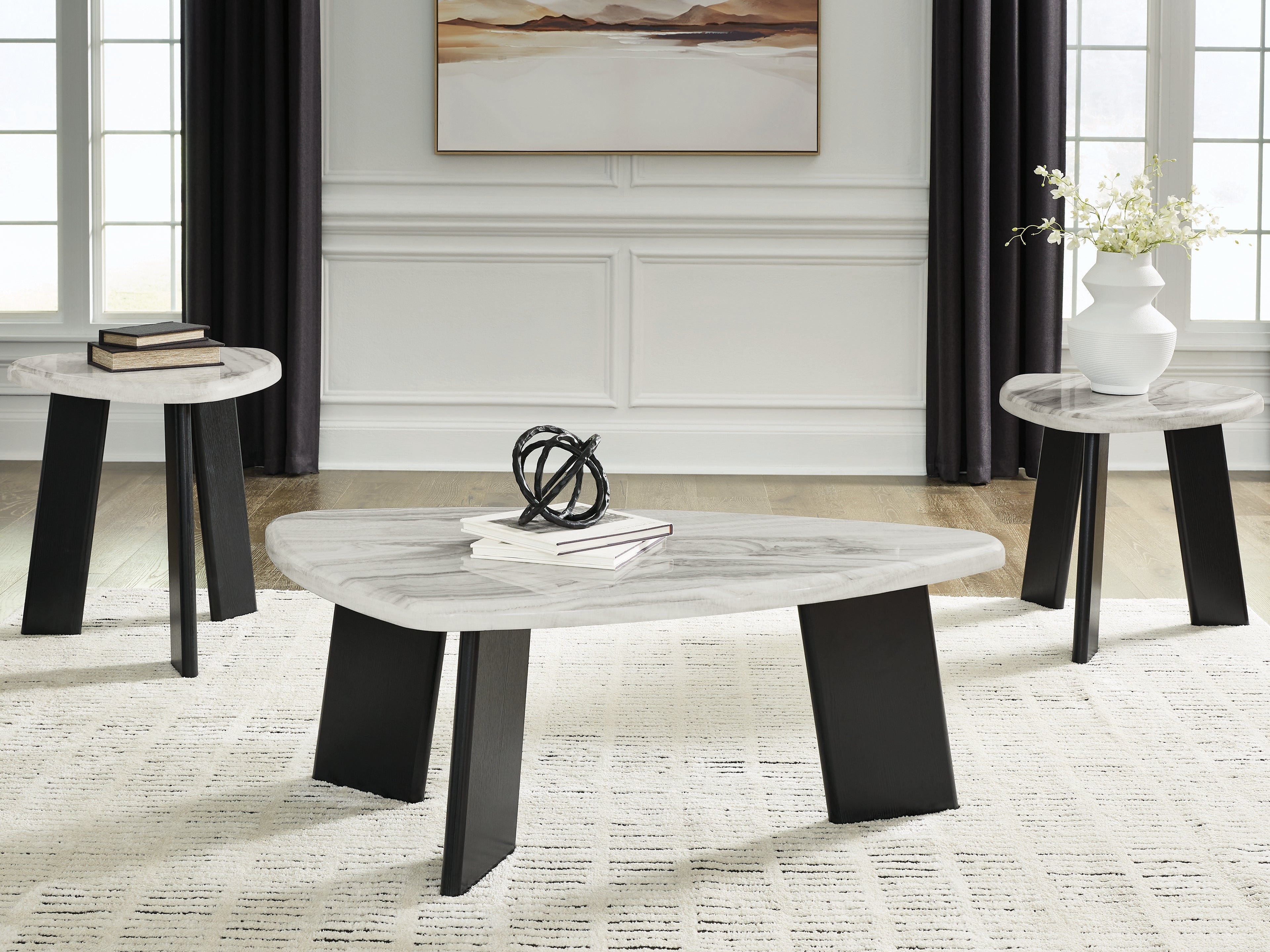 Lilyberg Gray/Black Occasional Table Set (Set of 3)