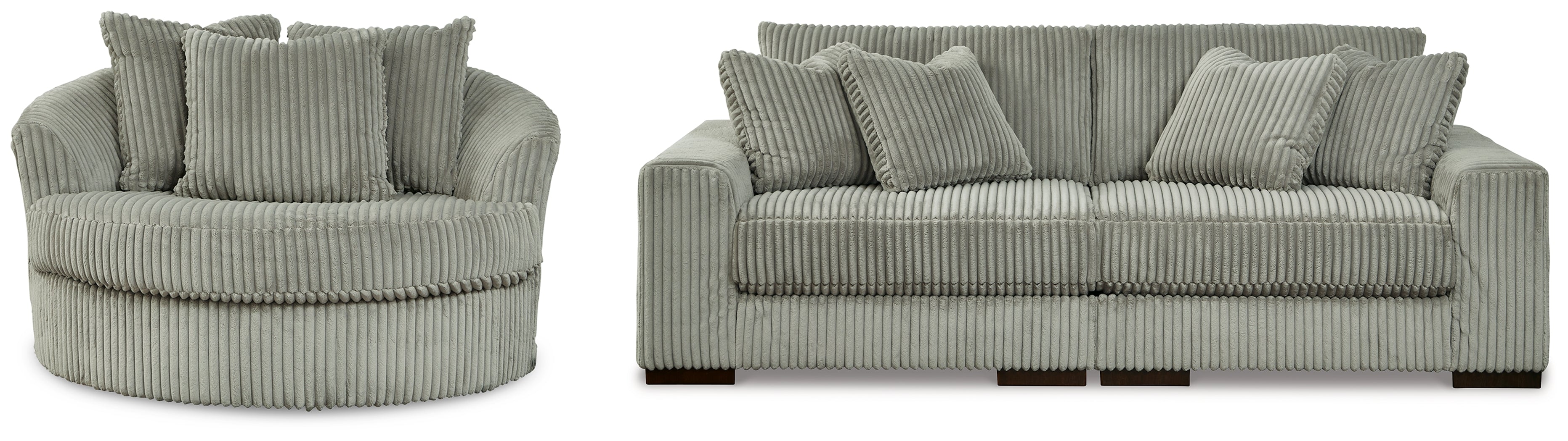 Lindyn Fog 2-Piece Sectional Sofa and Oversized Swivel Accent Chair