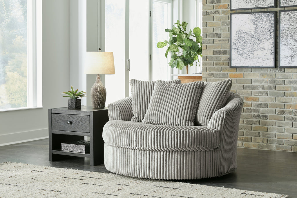 Lindyn Fog 2-Piece Sectional Sofa and Oversized Swivel Accent Chair