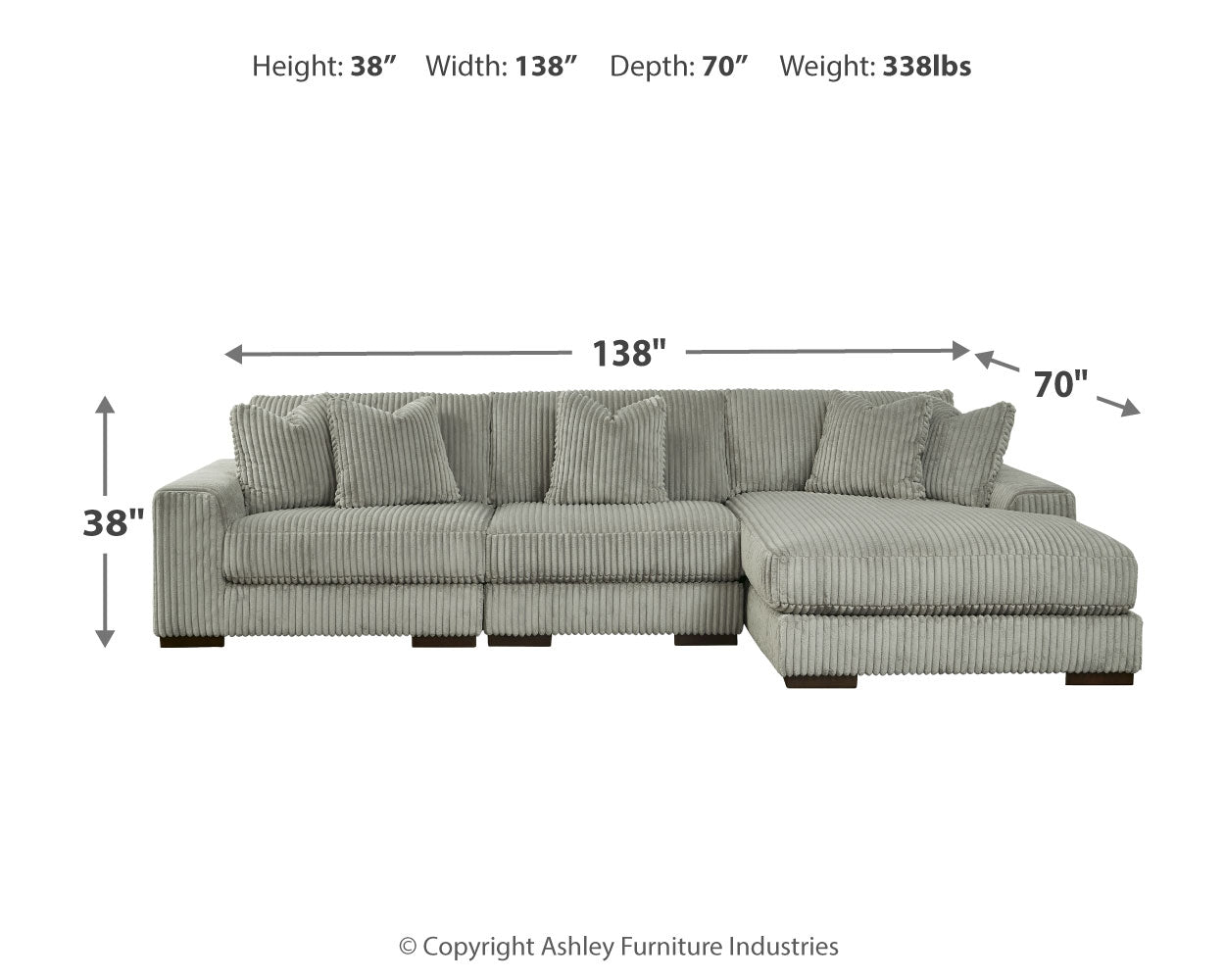 Lindyn Fog 3-Piece Sectional and Chair
