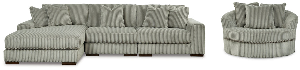 Lindyn Fog 3-Piece Sectional and Oversized Swivel Accent Chair