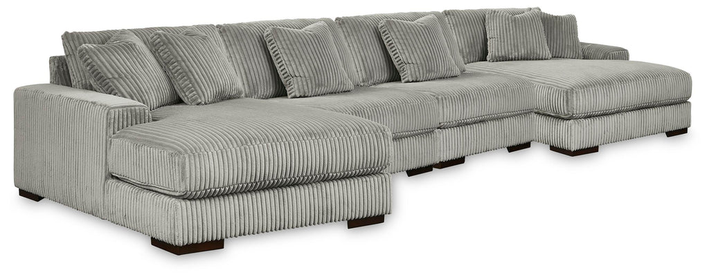 Lindyn Fog 4-Piece Sectional with Double Chaise