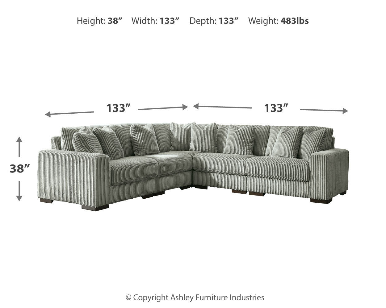 Lindyn Fog 5-Piece Sectional w/ Ottoman