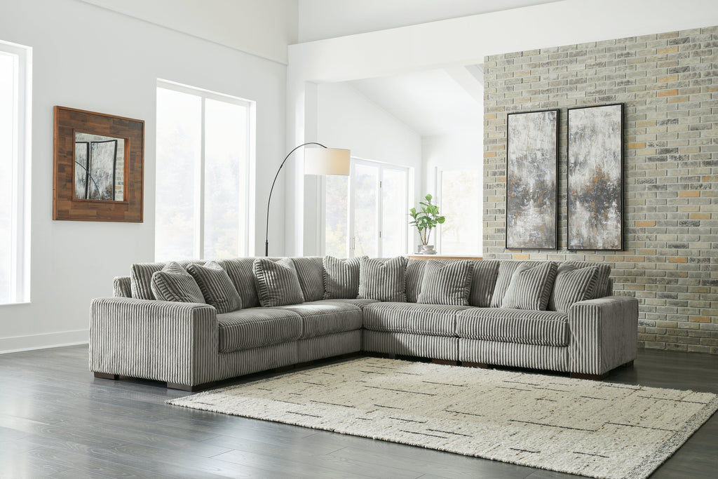 Lindyn Fog 5-Piece Sectional w/ Ottoman