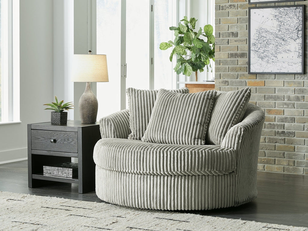 Lindyn Fog Oversized Swivel Accent Chair