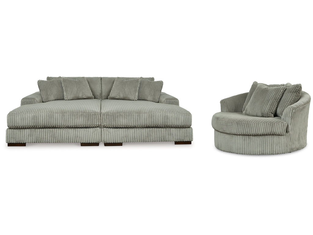Lindyn Fog Super Chaise with Oversized Swivel Chair