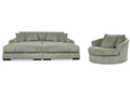 Lindyn Fog Super Chaise with Oversized Swivel Chair