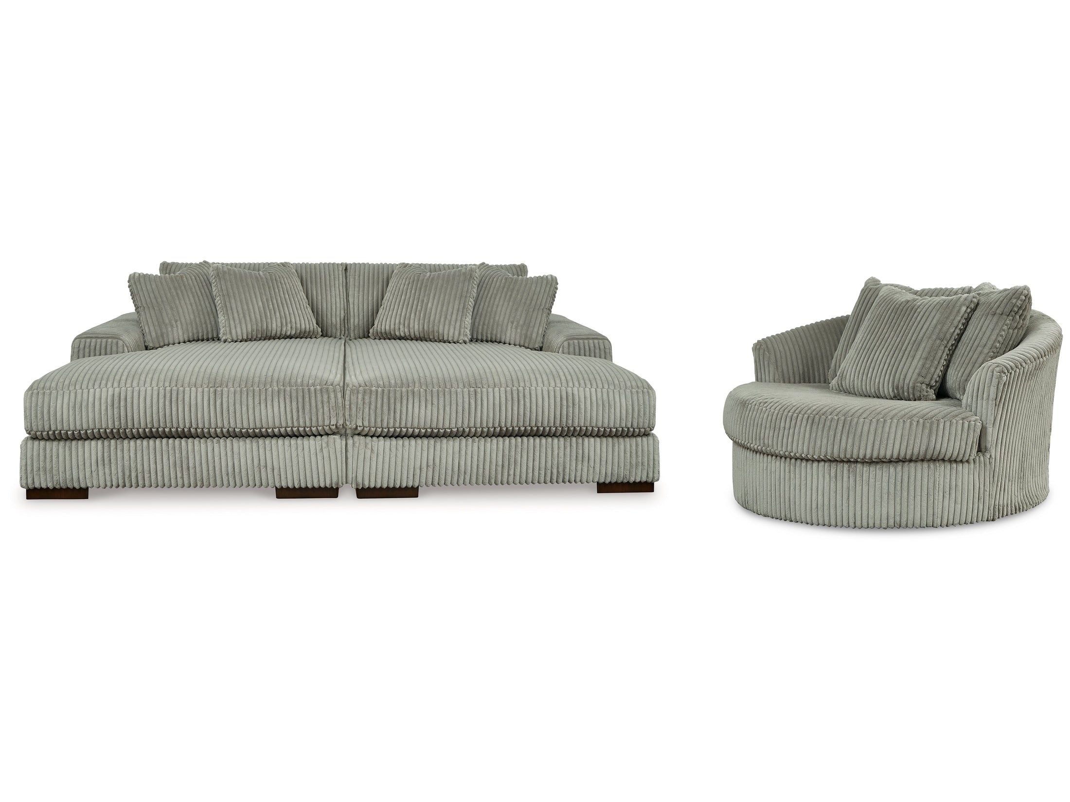 Lindyn Fog Super Chaise with Oversized Swivel Chair