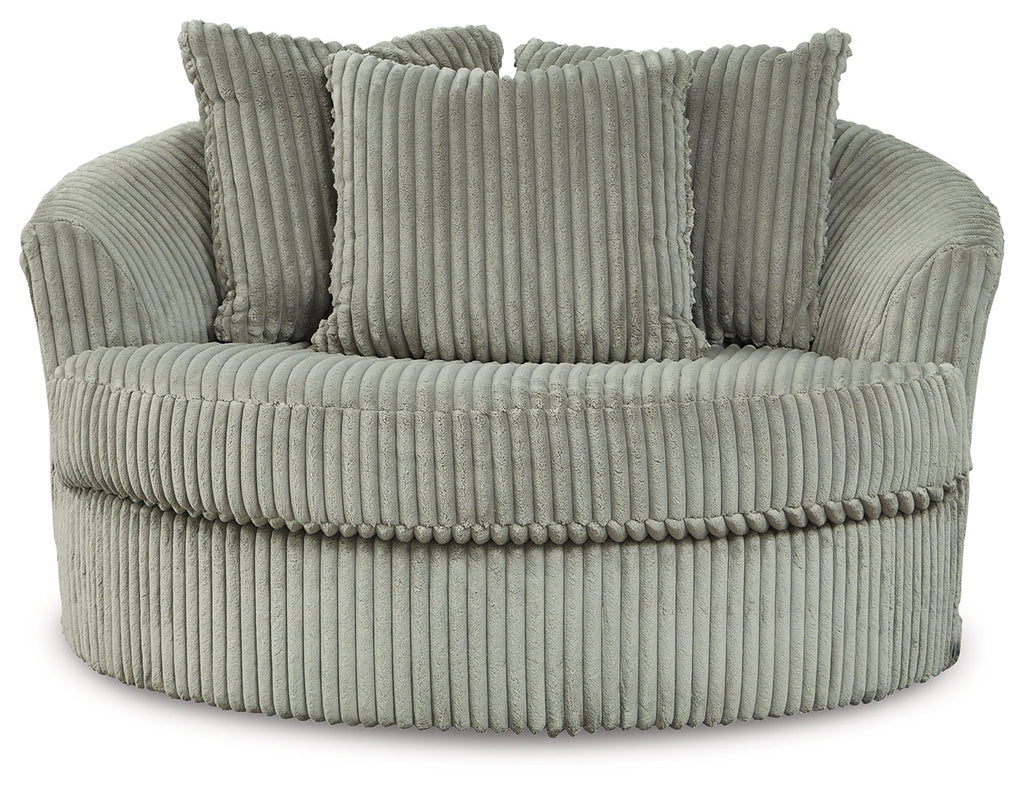 Lindyn Fog Super Chaise with Oversized Swivel Chair